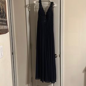 Sherri hill navy blue prom dress